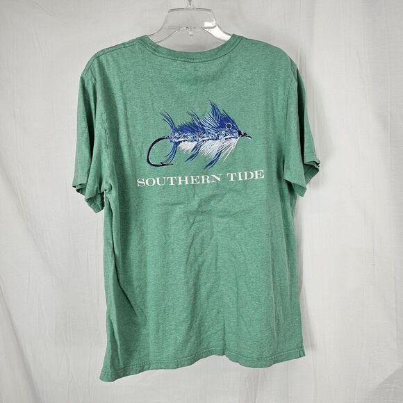 Southern Tide Heathered Green Graphic Pocket Tee Fishing Lure Men's Size Medium - Picture 4 of 4